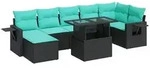 vidaXL 8-tlg. Garten-Sofagarnitur mit Kissen Schwarz Poly Rattan