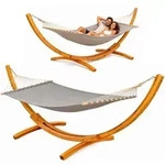 XXL H&auml;ngematte mit Holzgestell 325 cm - Outdoor Set f&uuml;r 2 Personen bis 150 kg