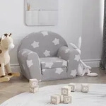 vidaXL Schlafsofa f&uuml;r Kinder Hellgrau Sterne Weich Pl&uuml;sch
