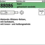 Sechskantabstandsbolzen R 88086 M3x 10/6 Innen/Au&szlig;engew. Stahl gal Zn 100St.