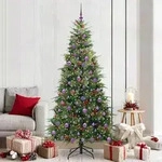 vidaXL K&uuml;nstlicher klappbarer Weihnachtsbaum Gr&uuml;n 210 cm PE und PVC