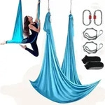VEVOR Aerial Yoga H&auml;ngematte Set 5 x 2,8 m, Blau Aerial Yoga Swing Air Fliegen,