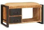 vidaXL Bank mit Stauraum & Canvas 80x35x40 cm Raues Mangoholz