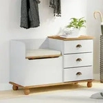 vidaXL Flurbank mit Stauraum ASKIM Wei&szlig; 100x39x62 cm Massivholz Kiefer