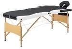 vidaXL Massageliege Klappbar 3-Zonen mit Holzgestell Schwarz und Wei&szlig;