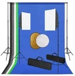 vidaXL Fotostudio-Set mit Leuchten, Hintergrundsystem und Reflektor