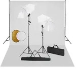 vidaXL Fotostudio-Set mit Leuchten, Schirmen, Hintergrund, Reflektor