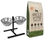 vidaXL Futterst&auml;nder und Sch&uuml;ssel mit Hundefutter Silber und Schwarz