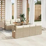 vidaXL 8-teiliges Garten Sofa Set mit Kissen Beige Poly Rattan Akazie