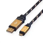 ROLINE GOLD USB 2.0 Kabel, Typ A ST - Micro B ST, 1,8 m Kabel USB & Lightning