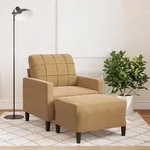 vidaXL Sessel mit Hocker Braun 60 cm Samt
