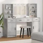 vidaXL 3-tlg. Schminktisch-Set Betongrau Holzwerkstoff