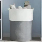 vidaXL Aufbewahrungskorb Grau und Wei&szlig; &Oslash;49x65 cm Baumwolle