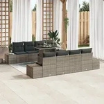 vidaXL 7-tlg. Garten-Sofagarnitur mit Kissen Grau Poly Rattan