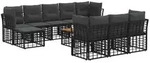 vidaXL Outdoor-Sofagarnitur 11 pcs Schwarz und Dunkelgrau Polyester