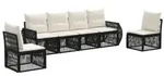 vidaXL Gartensofa-set 6 pcs Schwarz und Cremewei&szlig; Poly-Rattan