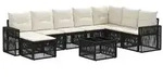 vidaXL Gartensofa-set 9 pcs Schwarz und Cremewei&szlig; Poly-Rattan