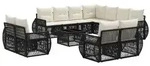 vidaXL Gartensofa-set 12 pcs Schwarz und Cremewei&szlig; Poly-Rattan