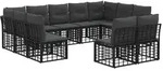 vidaXL Outdoor-Sofagarnitur 11 pcs Schwarz und Dunkelgrau Polyester