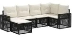 vidaXL Gartensofa-set 6 pcs Schwarz und Cremewei&szlig; Poly-Rattan