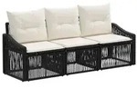 vidaXL Gartensofa-set 3 pcs Schwarz Poly-Rattan