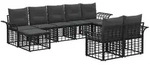 vidaXL Outdoor-Sofagarnitur 9 pcs Schwarz und Dunkelgrau Polyester