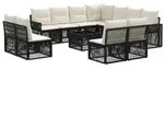 vidaXL Gartensofa-set 12 pcs Schwarz und Cremewei&szlig; Poly-Rattan