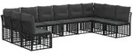 vidaXL Outdoor-Sofagarnitur mit Kissen 10 pcs Schwarz Polyester