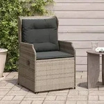 vidaXL Gartensessel mit Kissen 2 Stk. Verstellbar Grau Poly Rattan