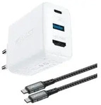 Acefast 2in1 Ladeger&auml;t GaN 65W USB Typ C / USB, Adapter HDMI 4K @ 60Hz Set Kabel
