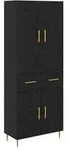 vidaXL Highboard Schwarz Eichen-Optik 69,5 x 34 x 180 cm Holzwerkstoff