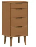 vidaXL Kommode MOLDE Karamell 40 x 35 x 82 cm Massives Kiefernholz