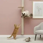132 cm Wandkratzbaum mit 2 Plateaus f&uuml;r Katzen - Sisal Kratzbaum zur...