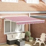 vidaXL Manuelle Einziehbare Markise Rot und Wei&szlig; Gestreift 300 x 250 cm
