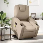 vidaXL Massagesessel mit Aufstehhilfe Elektrisch Cappuccino Kunstleder