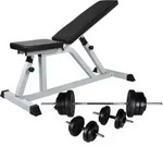 vidaXL Hantelbank mit Langhantel und Kurzhantel Set 60,5 kg