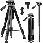 Stativ Kamera Aluminium Reisestativ 182cm mit 360&deg; Kugelkopf und