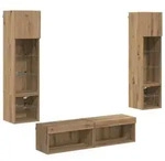 vidaXL TV-Wandm&ouml;bel Wandmontiert 6 pcs Artisan-Eiche Holzwerkstoff