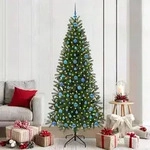 vidaXL K&uuml;nstlicher Weihnachtsbaum mit 300 LEDs Gr&uuml;n 210 cm PE und PVC