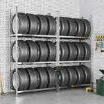 vidaXL Reifenregale mit 3 B&ouml;den 2 Stk. Silbern 110x40x200 cm Stahl