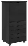 vidaXL Rollschrank Mit Rad Schwarz 53 x 39 x 103 cm Massivholz Kiefer