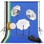 vidaXL Fotostudio-Set mit Leuchten, Schirmen, Hintergrund, Reflektor