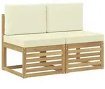 vidaXL 2 St&uuml;ck Outdoor Mittelsofa Massivholz Akazie Wei&szlig;