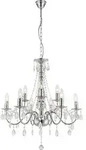 Design Chrom Kronleuchter Luster H&auml;nge Lampe Decken Leuchte Kristall Behang klar