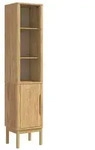 vidaXL Bad hoher Schrank mit Regal FLORO Wachsbraun 35 x 30 x 160 cm