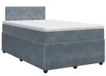 vidaXL Boxspringbett mit Matratze Dunkelgrau 120 x 200 cm Samt