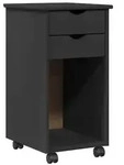 vidaXL Rollschrank Mit Rad Grau 34 x 39 x 65,5 cm Massives Kiefernholz