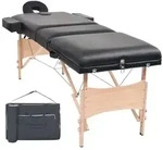 vidaXL Massageliege 3 Zonen Tragbar 10 cm Polsterung Schwarz
