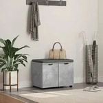 vidaXL Flurbank mit Kissen mit Regal mit T&uuml;r Betongrau 60 x 38 x 46 cm