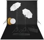 vidaXL Fotostudio-Set mit Leuchten, Schirmen, Hintergrund, Reflektor